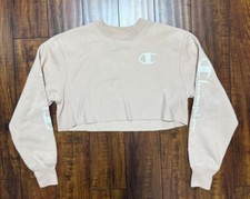 Champion Reverse Weave Cropped Sweatshirt Womens Small Long Sleeve