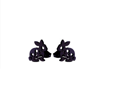 Unisex Titanium Tiny Punk Flower Rabbit Silver/Gold/Black Stud Earring