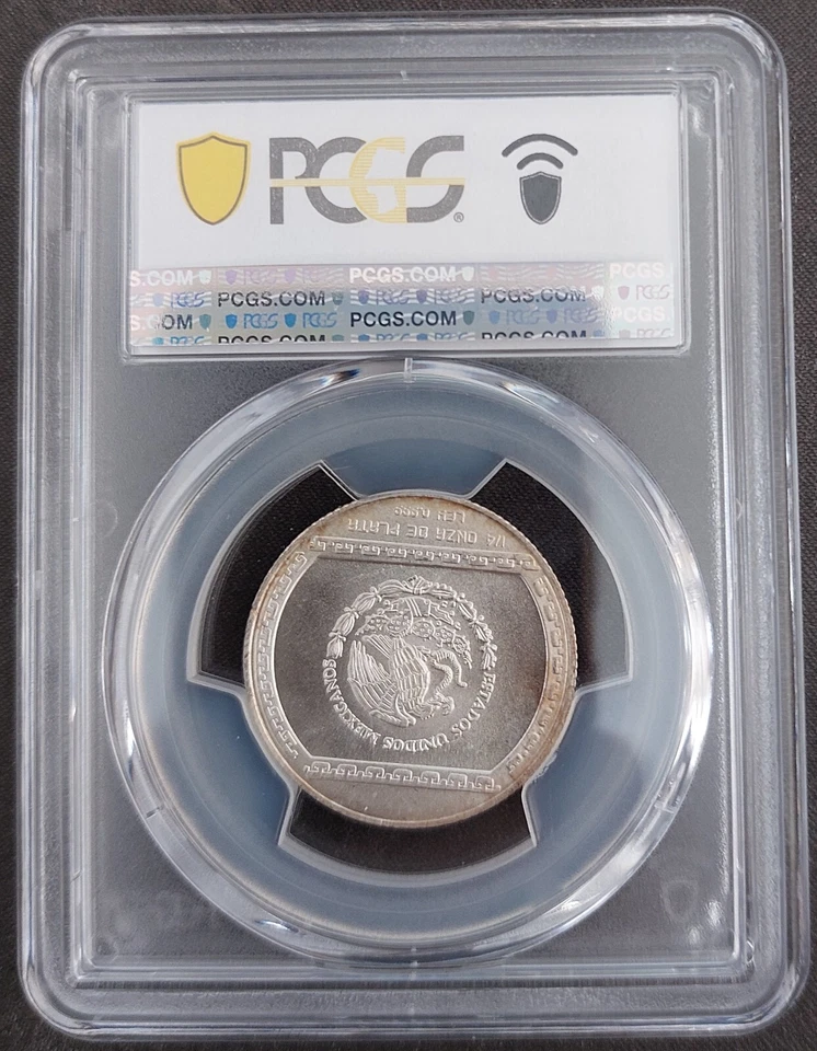 MONEDA MÉXICO PLATA UNC 1 PESO 1/4 OZ AÑO 1993 KM#567 DEL TAJIN PCGS MS69 EXCELENTE 🥇 Foto 2 de 3