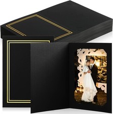 200 ct Black with Gold Trim Photo Folders for 4x6 or 5x7 Pictures Photo Frame