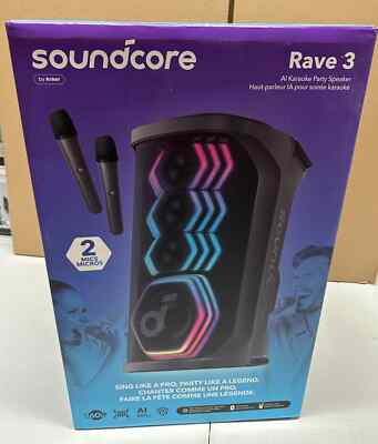 Soundcore Rave 3 Al Karaoke Speaker with 2 Wireless Microphones