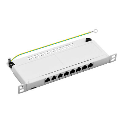 10'' Patchpanel Cat.6A 8-Port 0,5HE RJ45 geschirmt Desktop Aufputz grau 10GBit