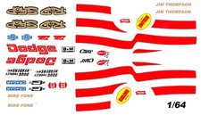 ROD SHOP DODGE Mike Fons - Jim Thompson Red 1/64th Ho Slot Car DECALS