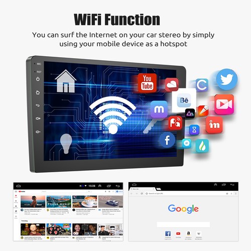 4G+64G 9" Android 13 CarPlay Doble 2 DIN Coche Estéreo GPS Navegación FM con AHD - Imagen 6 de 14