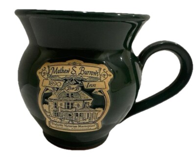 Deneen Pottery Matthew S Burrows 1890 Inn B&B Mug Hunter Green Hand Thrown 10oz