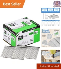 16 Gauge Finish Nails 2-Inch Galvanized Steel Strong Rust-Resistant for Woodw...