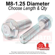 M8-1.25 Class 8.8 Hex Flange Screws Frame Bolts Zinc Clear (Pick Length & Qty)