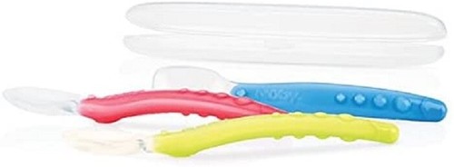 Nuby Cucchiaino in silicone morbido con custodia 3m+ - 第 1/1 張圖片