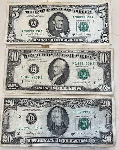 Series 1988A $5 $10 $20 Federal Reserve Notes “A”, “K”, “B”