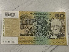 1989 $50 Australian Paper Banknote. Fraser/Higgins