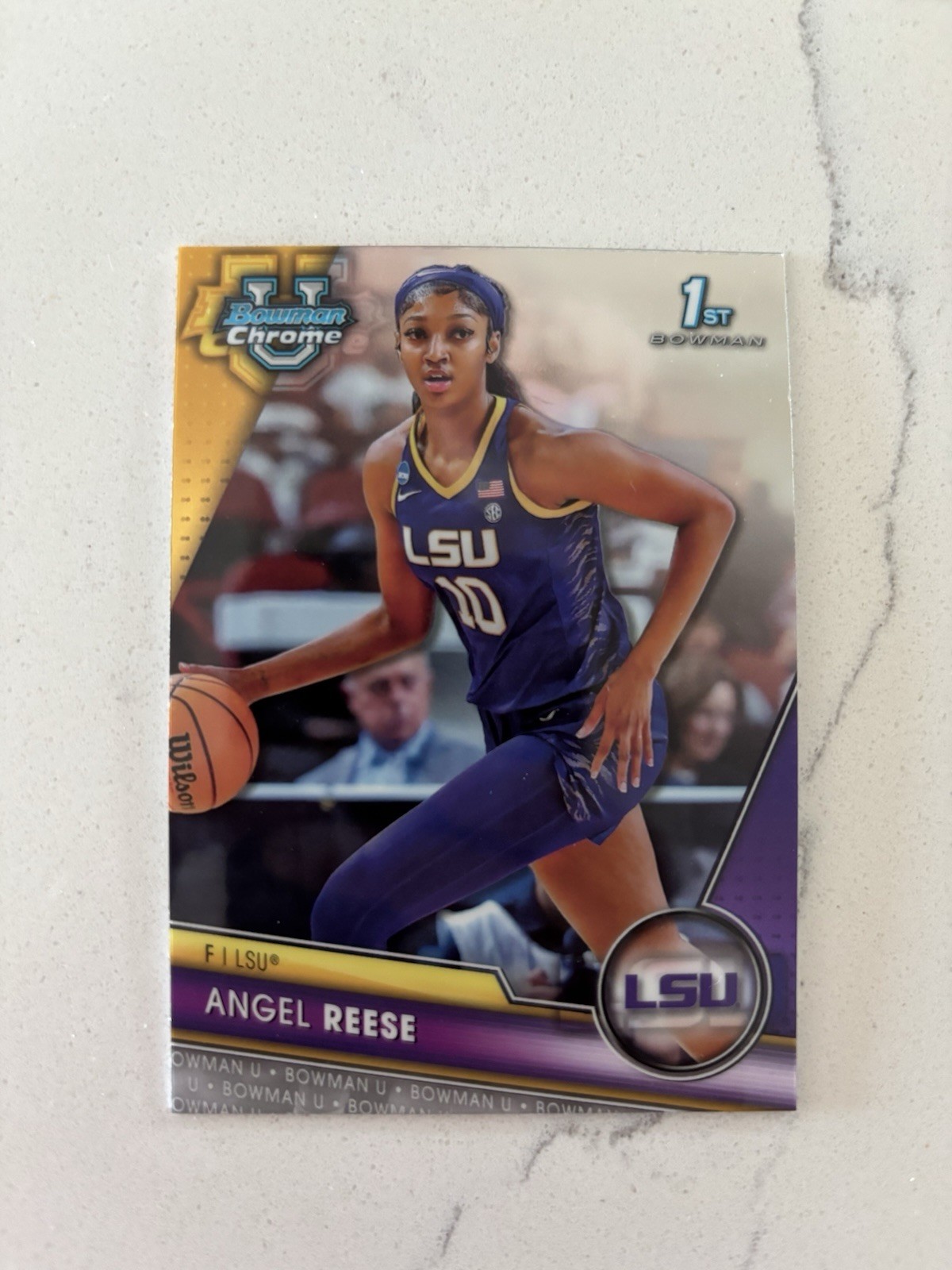 2023-24 Bowman University Chrome - Angel Reese #49 Gold Refractor /50 (RC)