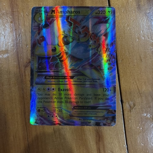 Pokémon M Ampharos EX 28/98 XY Ancient Origins Ultra Rare Holo EX 220 HP Card