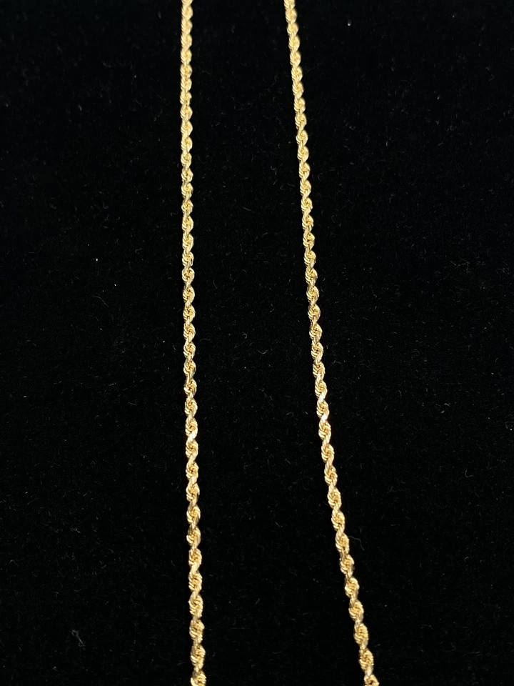 Collar de cadena de cuerda de 30 pulgadas 1,5 mm relleno de oro amarillo de 14k 6,7 g Foto 3 de 4