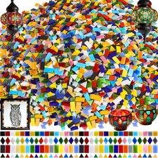 3200 Pcs Mosaic Tiles, Glass Mosaic Tiles for Crafts Bulk, Assorted Color Sta...