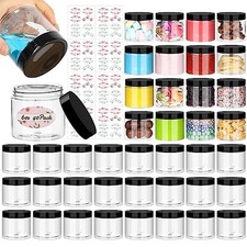 6 oz Small Size Containers 40 Pack, Empty Plastic Jars with Leakproof Lids