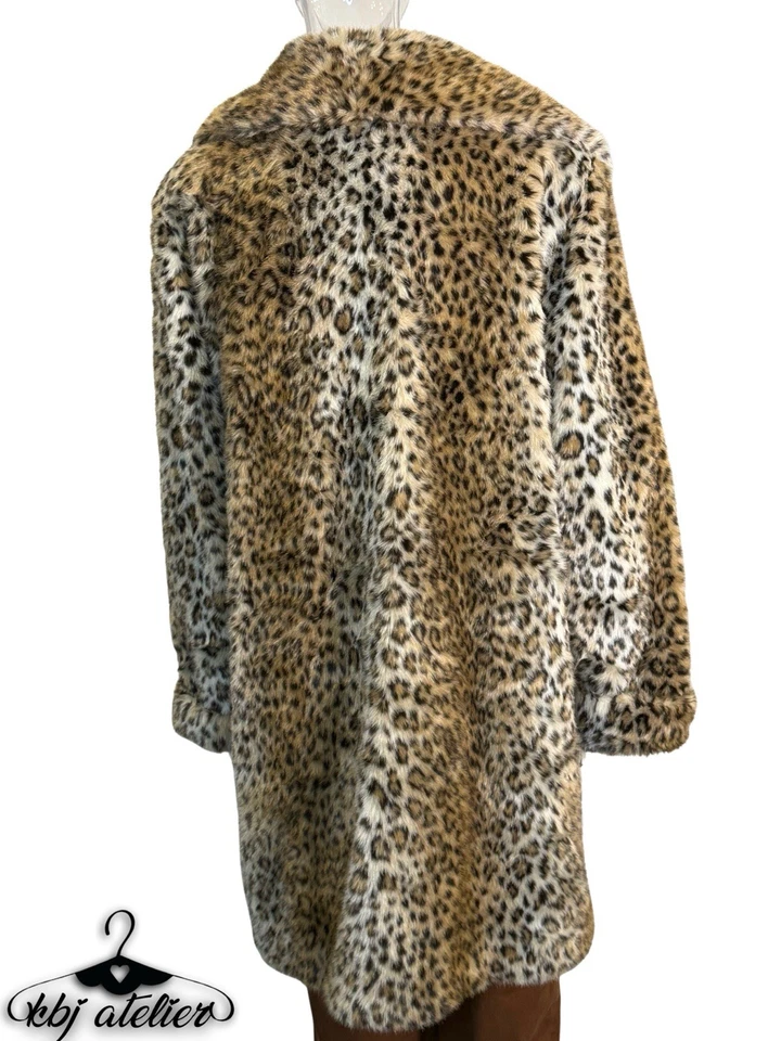 Pamela McCoy 人造毛皮豹纹夹克女式大号中长柔软暴徒妻子秋季 — 第 3/4 张图片