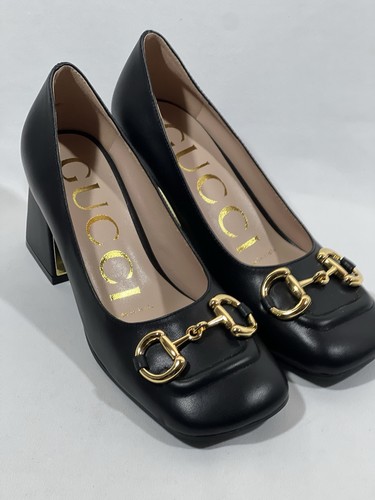 Gucci Baby Horsebit Pumps schwarz Leder mittelhoher Blockabsatz eckige Zehenpartie EU 37 US 7 - Bild 12 von 24