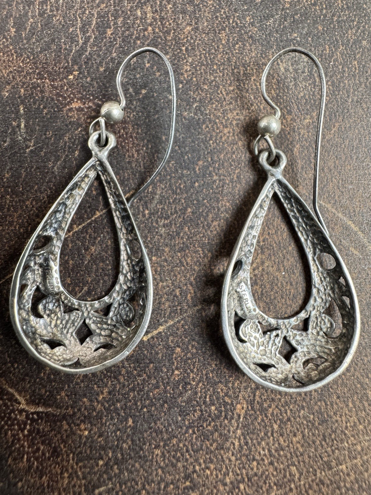 Sterling Silver 925 Open Scroll Work Filigree Dan… - image 3