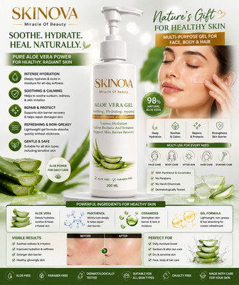 SKINOVA Aloe Vera Gel   Soothing & Hydrating Multi-Purpose Gel for Face,Body