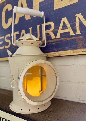 VTG Inspired Metal Ivory Railway Locomotive Head Lamp Decorative Candle Holder - Picture 18 of 24