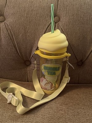 Claire s Bubble Tea Boba Tumbler Cup w/ Crossbody Strap Cute Cat Water Bottle