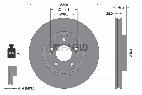 2X Pagid Bremsscheibe InnenbelüFtet Ø300Mm FüR Hyundai I30 FD GD KIA Sportage-image