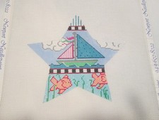 SAILBOAT/FISH STAR-CHERYL-HANDPAINTED NEEDLEPOINT CANVAS