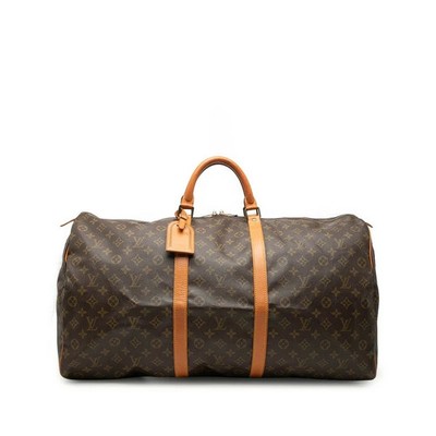 Louis Vuitton Monogram Keepall 60 Boston Bag Travel Bag M41422 Brown PVC Leather
