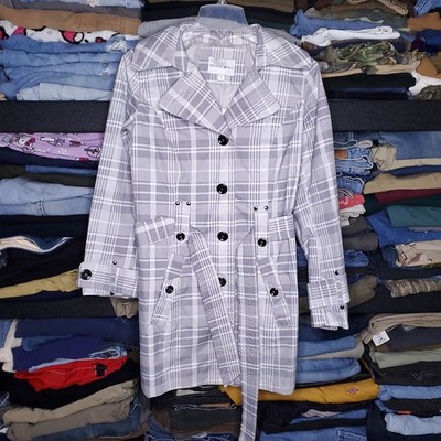 NWT Fashion bug all weather Trench coat hooded size small plaid