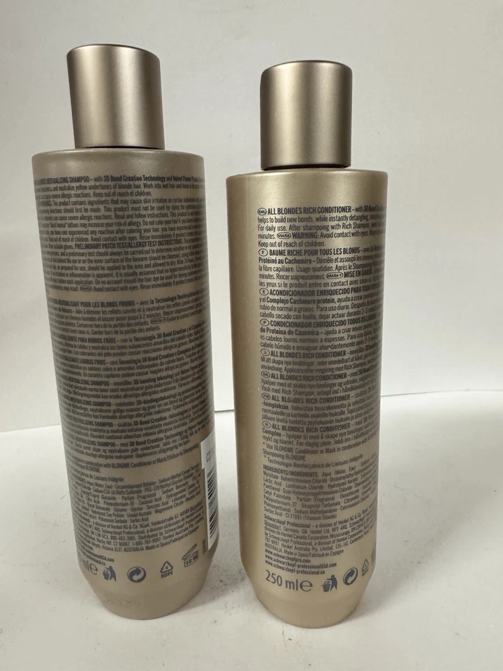 schwarzkopf cool blonde shampoo 10 oz and All blonde conditioner 8.4 oz - Image 4 of 4