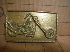 vintage taiwan solid brass 783 chopper motorcycle belt buckle