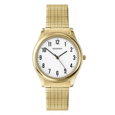 Sekonda Uhr 3752 Herren vergoldet Expander Armband Easy Reader Zifferblatt