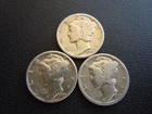 1944 D Mercury Dime Coin - 3 Coins  #9