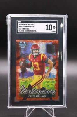 2023 Bowman Best U Caleb Williams Masterpieces Orange Refractor 3/25 PSA 10 BM-1