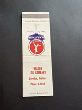Vintage Indiana Matchbook “REASOR OIL COMPANY - Marathon Gasoline” Corydon