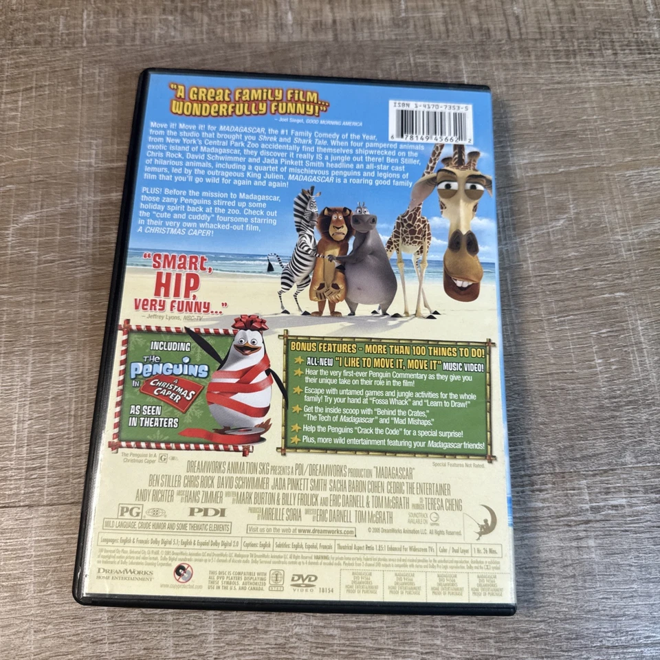 Madagascar (DVD, 2005, Widescreen) - Image 3 of 4
