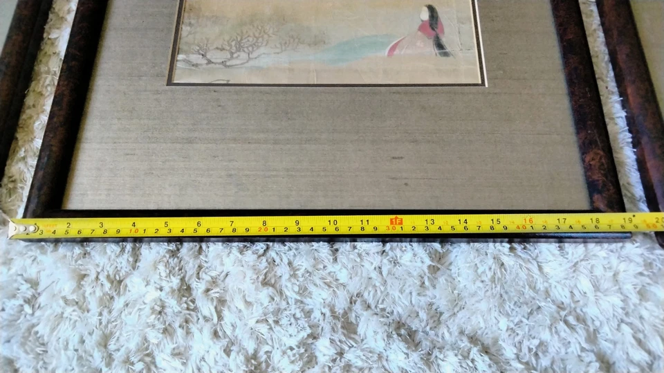 3 grandes paisajes asiáticos de colección de seda/tela mate enmarcados para mujeres cada uno 38"x19" Foto 4 de 4