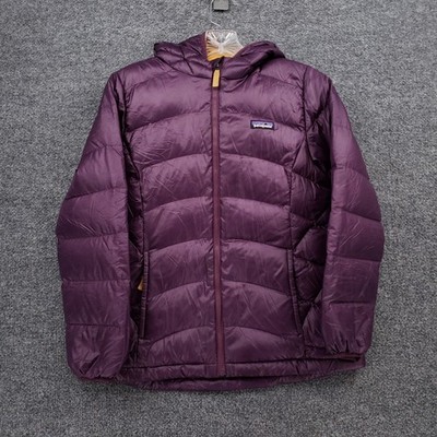 Patagonia Jacket Girls Large Youth Purple Hi Loft Down Sweater Hoody Puffer