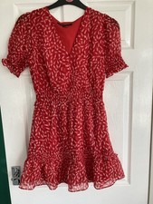 Womens French Connection Red And White Lined Dress Size 6 (XS)