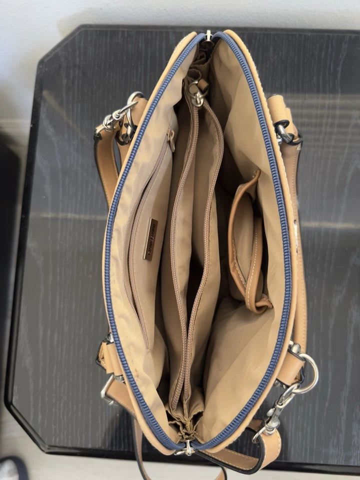 GIANI BERNINI Saffiano Faux Leather Dome Satchel Crossbody Navy Blue Bag - Image 2 of 4