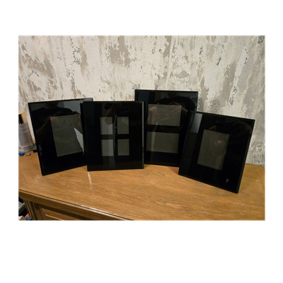 Set of 4 Black Glass Minalmist Picture Frames