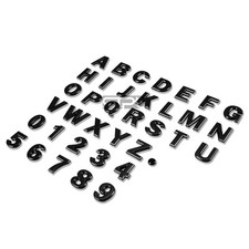 Metal Grill Body Emblem Decal Logo Trim Badge Polished Black Text Lettering L