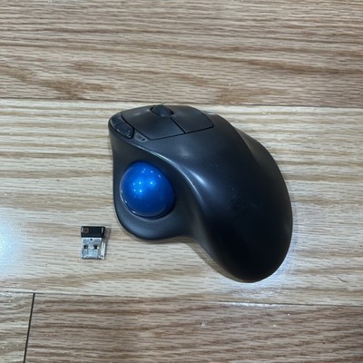 Logitech M570 Wireless Trackball Ergonomic Mouse Blue Ball w/USB Receiver Dongle