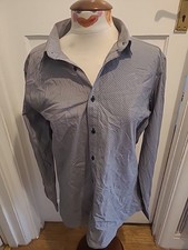 Mens Next Size 16.5" Slim Fit Silver Striped Shirt