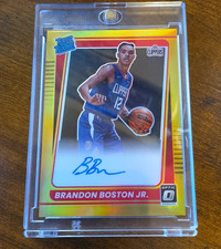 Panini 2021-22 Optic Prizm R/R 02/10 Gold Auto Brandon Boston Jr. Clippers #189