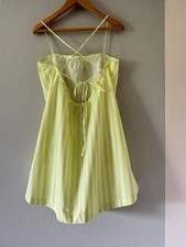 Target Cover Up Dress XL NWT Chartreuse White Stripe Dress Cotton Pockets