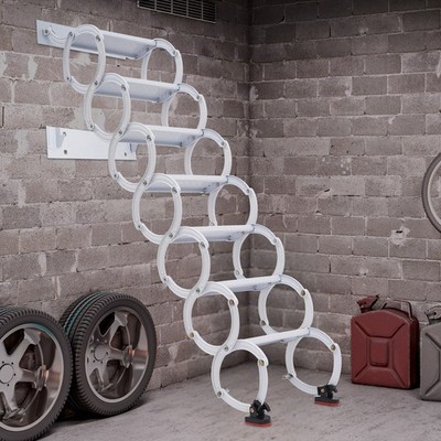 7 Steps Wall Mounted Retractable Ladder Pull Down Telescoping Step Ladders Attic