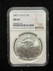 NGC MS 69 2007 American Silver Eagle One Dollar S$1 Coin - 033