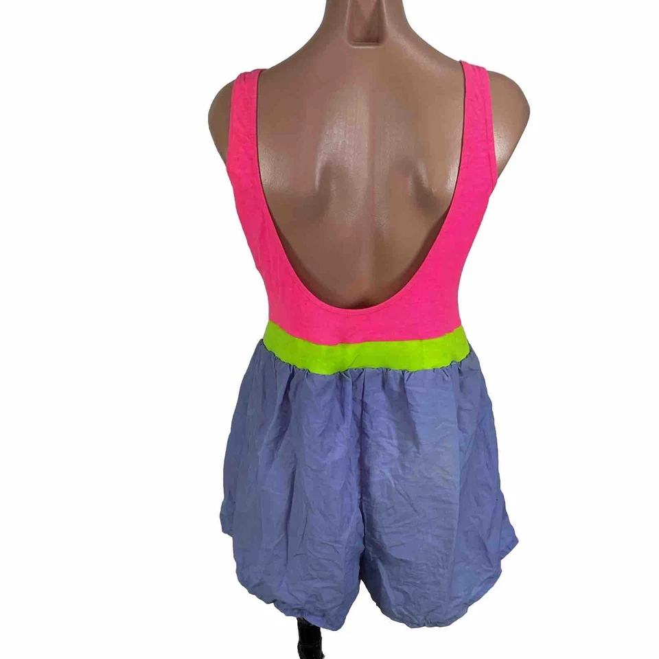 Gitano Vintage Neon Geometric Beach Swimsuit Shorts Romper Spandex 11/12 NEW - Image 2 of 4