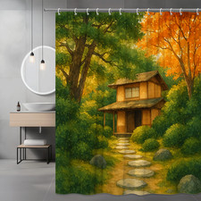 Watercolor Autumn Shower Curtain - Rustic Nature Decor